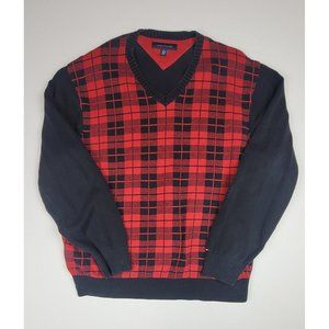 Tommy Hilfiger V-Neck‎ Plaid Sweater. Men's Size XL